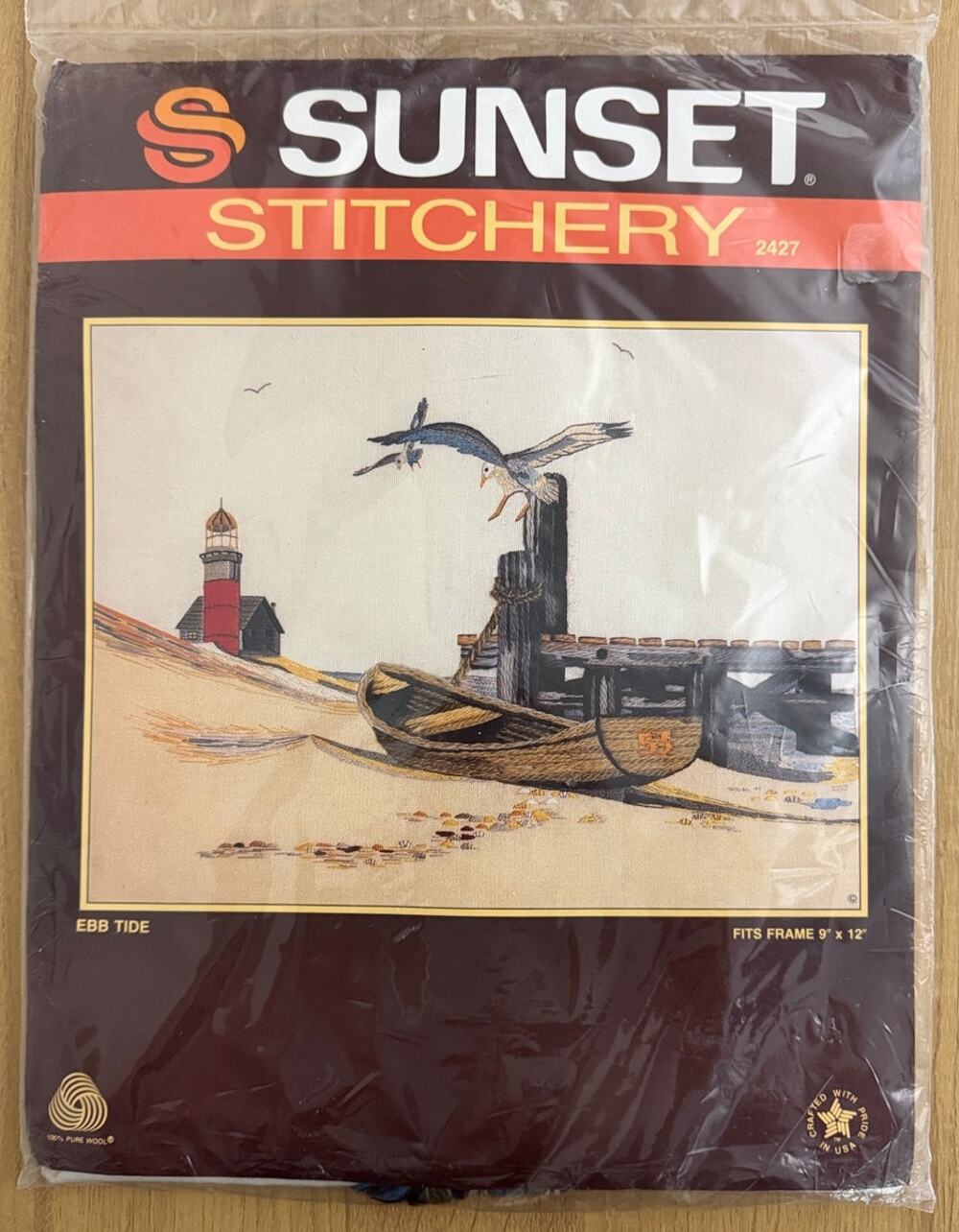 Vintage Sunset Stitchery Crewel Kit Ebb Tide #2427 NIP